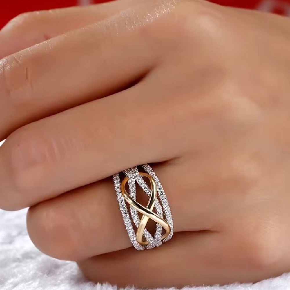 Two-Tone Gold and Silver Infinity Band Ring
